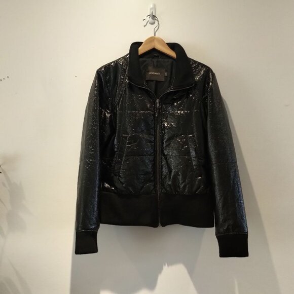 NWOT Sandwich Wet look Bomber Jacket Biker Moto Jacket vinyl look Mobwife Jacket - Picture 15 of 17